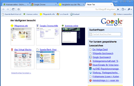 Google Chrome Startseite