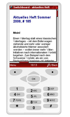 Darstellung Switchboard-onlinemit Opera Mini 4.1