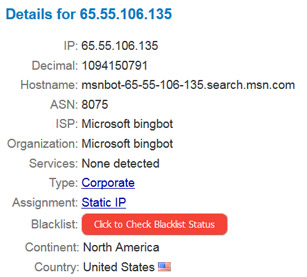 IP Details for 65.55.106.135