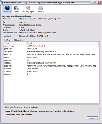 Seiteninformationen bei Firefox 3.0