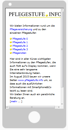 Darstellung der Internetseite auf verschiedenen Handys