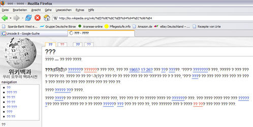 Browserfenster von Firefox mit Sonderzeichen